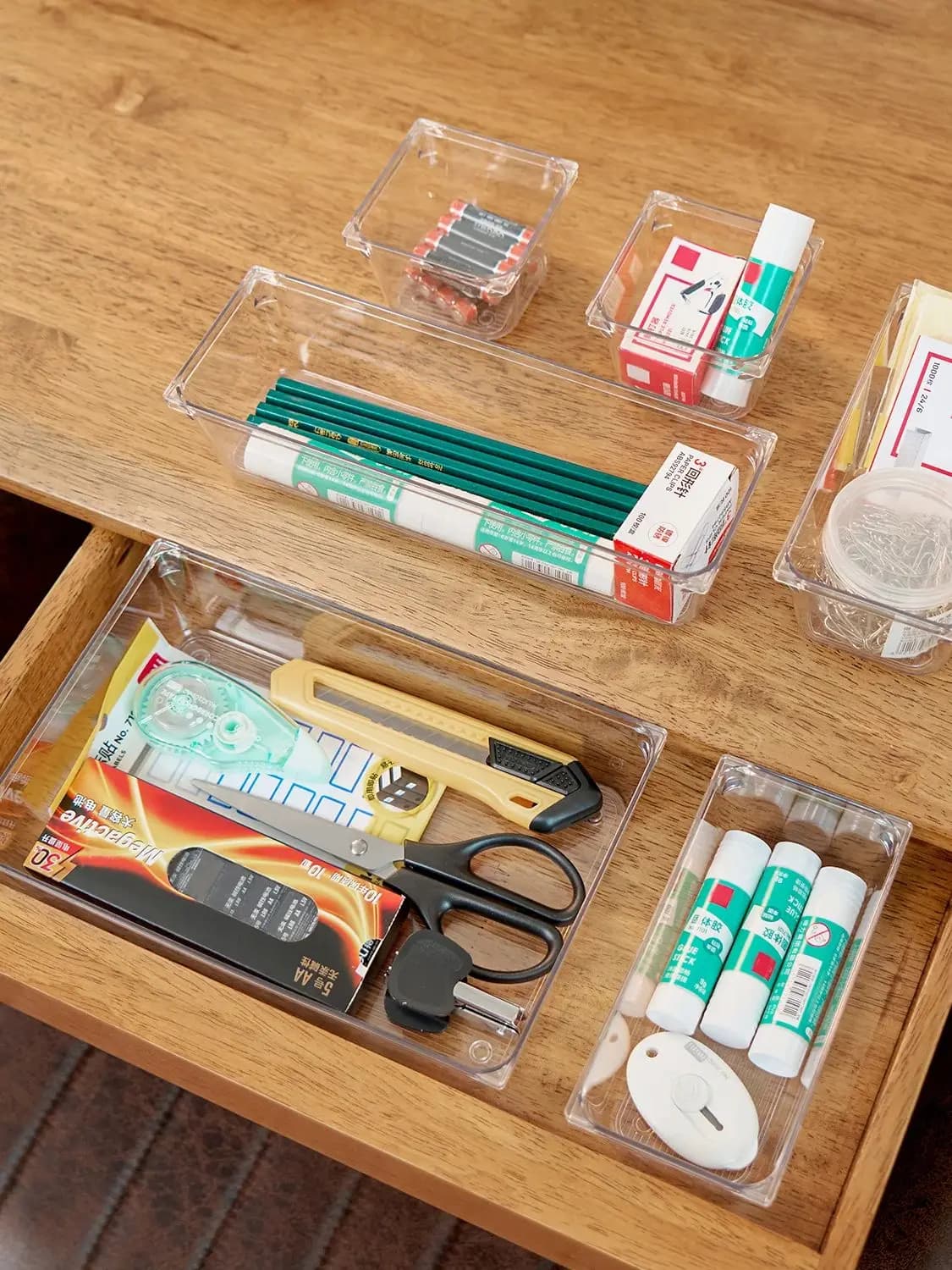25 Bottom-Striped PET Drawer Organizers, Hassle-Free Storage Boxes for Drawer Tidying
