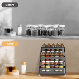 3-Layer Kitchen Spice Rack Adjustable Height Condiment Rack Countertop Height Adjustable Rack Organizer for Kitchen Cabinet