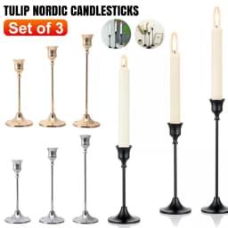 3Pcs/set Tulip Nordic Candlesticks Gold Candlestick Candle Holder Dinner Decor