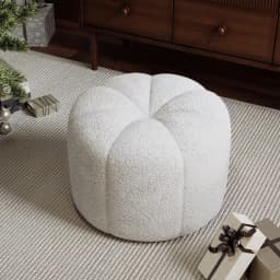 Voltsify Round Shape Teddy Fabric Multifunctional Household Footstool