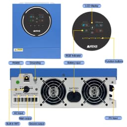ANENJI 5KW 48V 4KW Dual output Hybrid Solar Inverter 100A MPPT Pure Sine Wave Solar Controller Dual Input PV 500VDC with WiFi