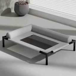 Raised Mesh Cooling Dog Cat Cot with Removable Washable Bolsters Pet Sofa Bed Cooling Pet Sofa Cot for Large Dogs Indoor Outdoor