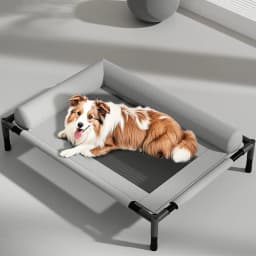 Raised Mesh Cooling Dog Cat Cot with Removable Washable Bolsters Pet Sofa Bed Cooling Pet Sofa Cot for Large Dogs Indoor Outdoor