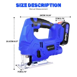 400W Cordless Jigsaw with 1500mAh Li-Ion Battery and Charger, Brushless Motor, 8pcs Blades, LED Light, 3000 SPM, for Wood Metal