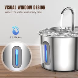BRIEFNESS 2.2L Cat Dog Water Bowl, Circulating Pet Water Fountain with Triple Filtration System, Ultra Quiet Pump & LED Indicator for Cats & Small Dogs