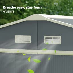 Outsunny 13 x 11ft Metal Garden Shed, Outdoor Storage Tool House with Ventilation Slots, Grey