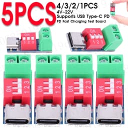 1-5pcs PD Fast Charging Test Board 5-20V Adjustable PD Trigger Module USB Type-C 100W Power Supply Tester Voltage Connetor Power