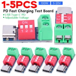 1-5pcs PD Fast Charging Test Board 5-20V Adjustable PD Trigger Module USB Type-C 100W Power Supply Tester Voltage Connetor Power