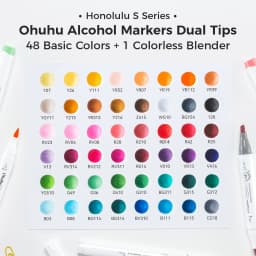 Ohuhu Honolulu S 48 Colors Marker Pen Set Alcohol Art Markers Red Dot Design Dual Tips Sketching Drawing School Art Supplies