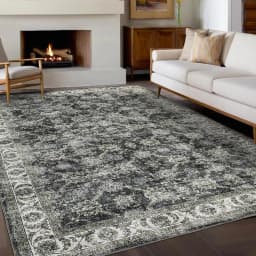 Vintage Floral Area Rug for Living Room Washable Farmhouse Distressed Indoor Carpet Low Pile Soft Accent Throw Rug for Bedroom