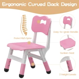 Kids Chairs 2 Pack, 3 Level Height Adjustable Chairs for Children Girls Boys , Plastic Kids Chair for Home Family Classroom
