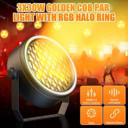 Datewink 2/4Pcs 90W Golden COB LED Par Light With RGB Strip Retro Stage Lighting Effect DMX For DJ Disco Party Wedding Nightclub