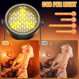 Datewink 2/4Pcs 90W Golden COB LED Par Light With RGB Strip Retro Stage Lighting Effect DMX For DJ Disco Party Wedding Nightclub