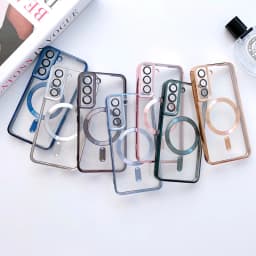 For Magsafe Wireless Charge Case For Samsung Galaxy S22 S21 Ultra Plus S 21 22 5G 4G Soft Transparent Clear Silicone Full Covers