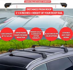 Premium Roof Bars For Suzuki Sx4 SCross Hb 2014+ Roof Rack Cross Bar Secure Grey