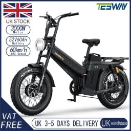 TESWAY X7 AWD Electric Bike 3000W Peak Motor 52V 60Ah Battery 60km/h Max Speed 20x4.0'' Fat Tires Hydraulic Brakes E-bike