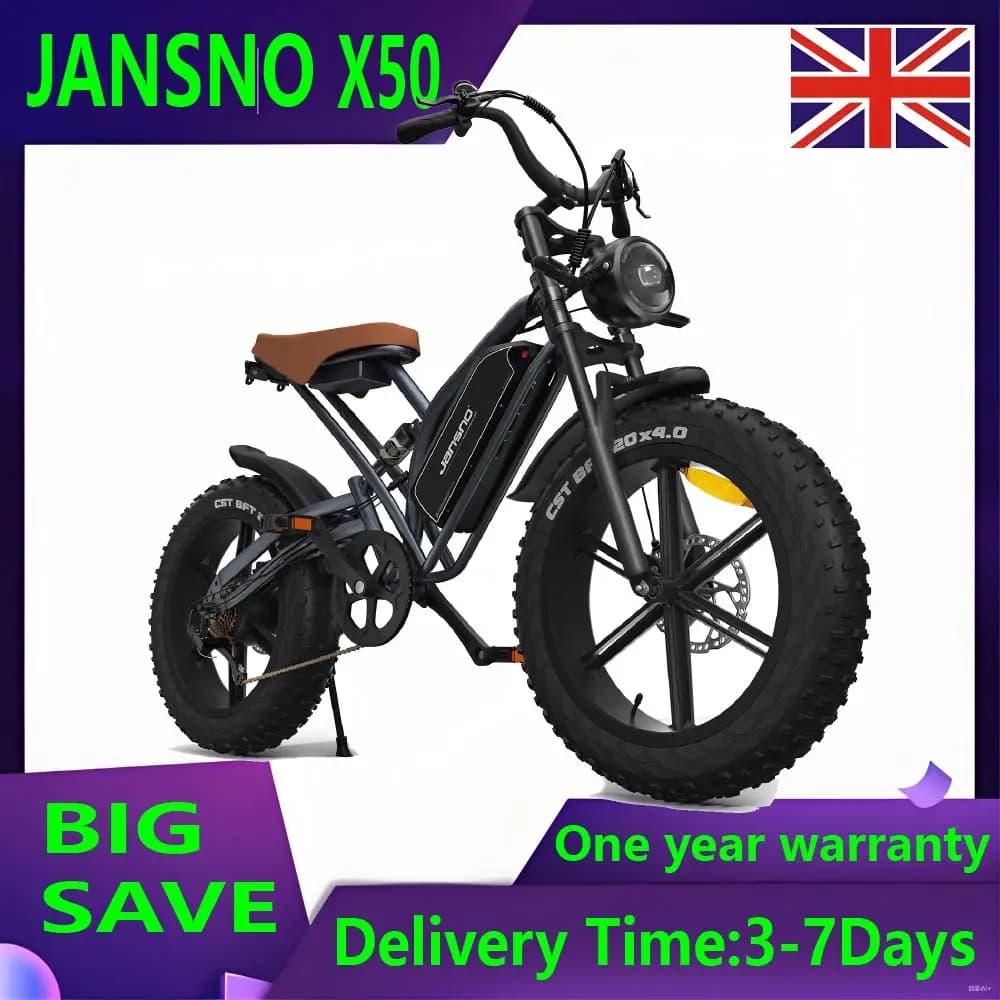 Jansno ebike X50 Adult Electric Bicycle 1000W Men's E-Mountain Bike 48V 17AH Battery 20 Inch Fat Tire Off-Road Electric Bike