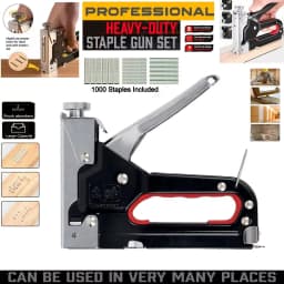 Heavy Duty 3-in-1 Staple Gun with 1000 Staples Adjustable Force Wall Stapler Quick Jam Release Anti-Slip Upholstery
