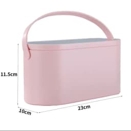 【Breeins】Portable Vanity Travel Makeup Box with LED Lighted Mirror, Pink / White
