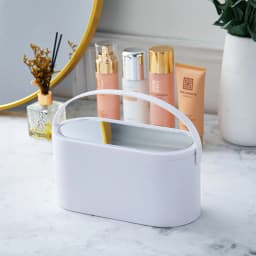 【Breeins】Portable Vanity Travel Makeup Box with LED Lighted Mirror, Pink / White