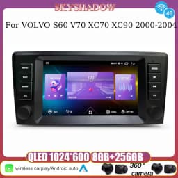 Carplay Auto Android 14 IPS Car DVD Player GPS WIFI BT RDS Radio Multimedia For VOLVO S60 V70 XC70 XC90 2000-2004 Navigation