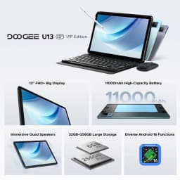 DOOGEE U13 2 IN 1 Tablet PC Android 16 13'' Display Ultra-thin 6GB 256GB 11000mAh Battery Quad speakers Widevine L1 Support