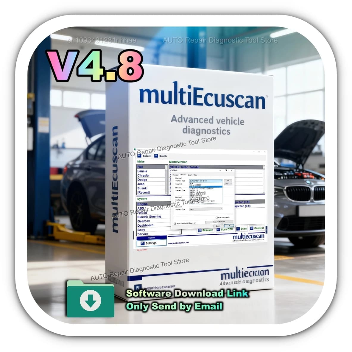 New Multiecuscan Fiat Original Software 2023 Multi ECU Scan V4.8 For Fiat/Chrysler/Dodge/Jeep/Suzuki Scanner Software V4.7 Work