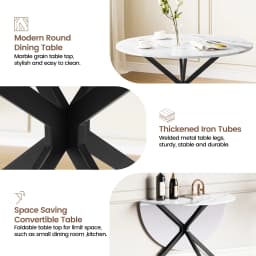 Dining Table and Chairs Set of 4, Folding Round Kitchen Table With Chairs for Dining Room,Kitchen