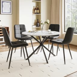 Dining Table and Chairs Set of 4, Folding Round Kitchen Table With Chairs for Dining Room,Kitchen