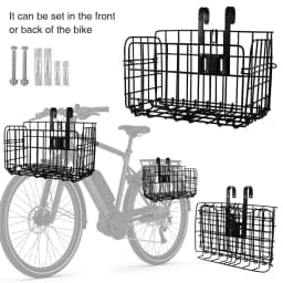 Bike Front Rear Basket Rust Proof Metal Wire Ebike Basket Non-Slip Quick Release Frame Basket for Outdoor Cycling Travel Basket