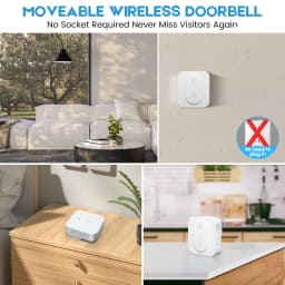 Wireless doorbell, mini doorbell, easy to install, adjustable volume, 36 ringtones, color LED, 1000-foot range