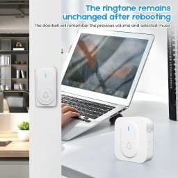 Wireless doorbell, mini doorbell, easy to install, adjustable volume, 36 ringtones, color LED, 1000-foot range
