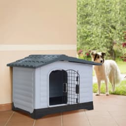 Tieker Outdoor Large Plastic Dog House Weatherproof with Skylight and Door Removable and Washable Kennel Villa