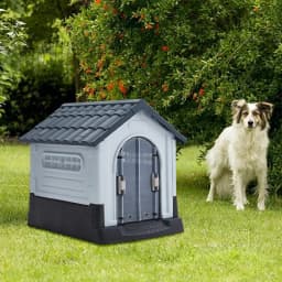 Tieker Outdoor Large Plastic Dog House Weatherproof with Skylight and Door Removable and Washable Kennel Villa