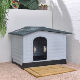 Tieker Outdoor Large Plastic Dog House Weatherproof with Skylight and Door Removable and Washable Kennel Villa