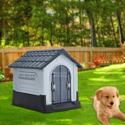 Tieker Outdoor Large Plastic Dog House Weatherproof with Skylight and Door Removable and Washable Kennel Villa
