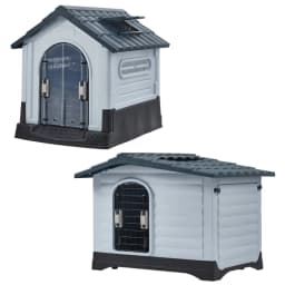 Tieker Outdoor Large Plastic Dog House Weatherproof with Skylight and Door Removable and Washable Kennel Villa