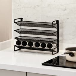 【Breeins】 Black 4 Tier Metal Spice Rack Organizer