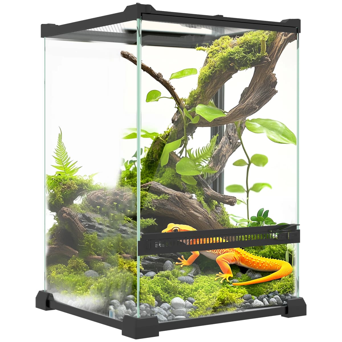 PawHut Glass Reptile Terrarium, 12L Vivarium for Lizards, Frogs, Snakes, Turtles, Tortoises, with Ventilation