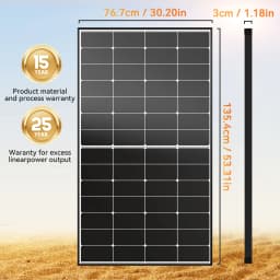 Rvpozwer 300W Solar Panel 10BB N-Type 25% High Efficiency Monocrystalline for RV Home Rooftop Power Station Off Grid Systems
