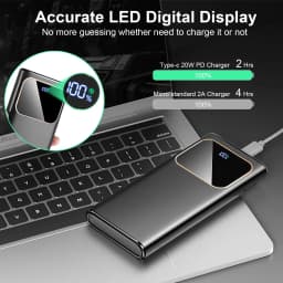DY201 22.5W Fast Charge Power Bank 10000mAh | USB-C 3 Ports + 8-Layer Protection | LED Display Universal Compatibility.
