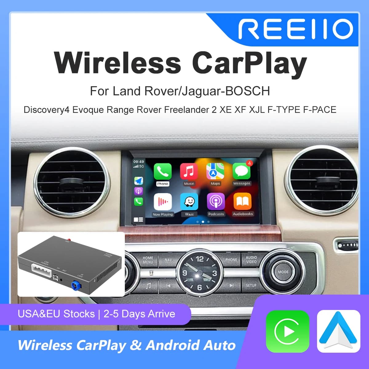 Wireless Carplay Android Auto For Land Rover Jaguar Bosch Discovery 4 Aurora Freelander 2 XE XF XJ Airplay