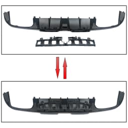 MagicKit Rear Bumper Diffuser Lip with LED Light for Mercedes Benz C205 Sport Coupe C43 C63 AMG 2015-2018 with Exhaust Pipes