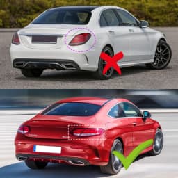 MagicKit Rear Bumper Diffuser Lip with LED Light for Mercedes Benz C205 Sport Coupe C43 C63 AMG 2015-2018 with Exhaust Pipes