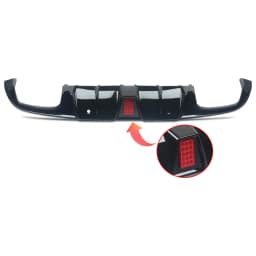 MagicKit Rear Bumper Diffuser Lip with LED Light for Mercedes Benz C205 Sport Coupe C43 C63 AMG 2015-2018 with Exhaust Pipes