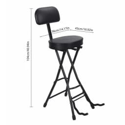 Guitar Stool with Padded Cushion Heavy-Duty Ergonomic Backrest Folding Chair with Guitar Stand Adult Portable Folding Stool