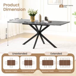 Extendable Dining Table,120-160 cm Rectangular Kitchen Table for Dining Room, Kitchen,Restaurant