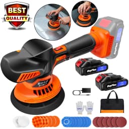 NEW! DayPlus 21V Car Polisher Buffer Machine Cordless 6-Speed Electric Polisher Kit 150mm Base for Polishing Sanding 2 Battery