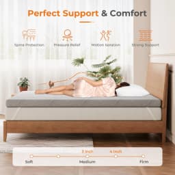Vesgantti 3-Inch Gel Memory Foam Mattress Topper for Cool Sleep & Back Pain Relief Certipur-Us Certified with Washable Cover