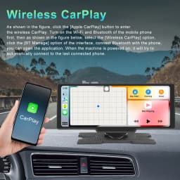 Podofo Wireless Carplay Portable Digital Dashboard Android Auto 10.26 Inch Smart Player With Voice Control 1080P BT TF